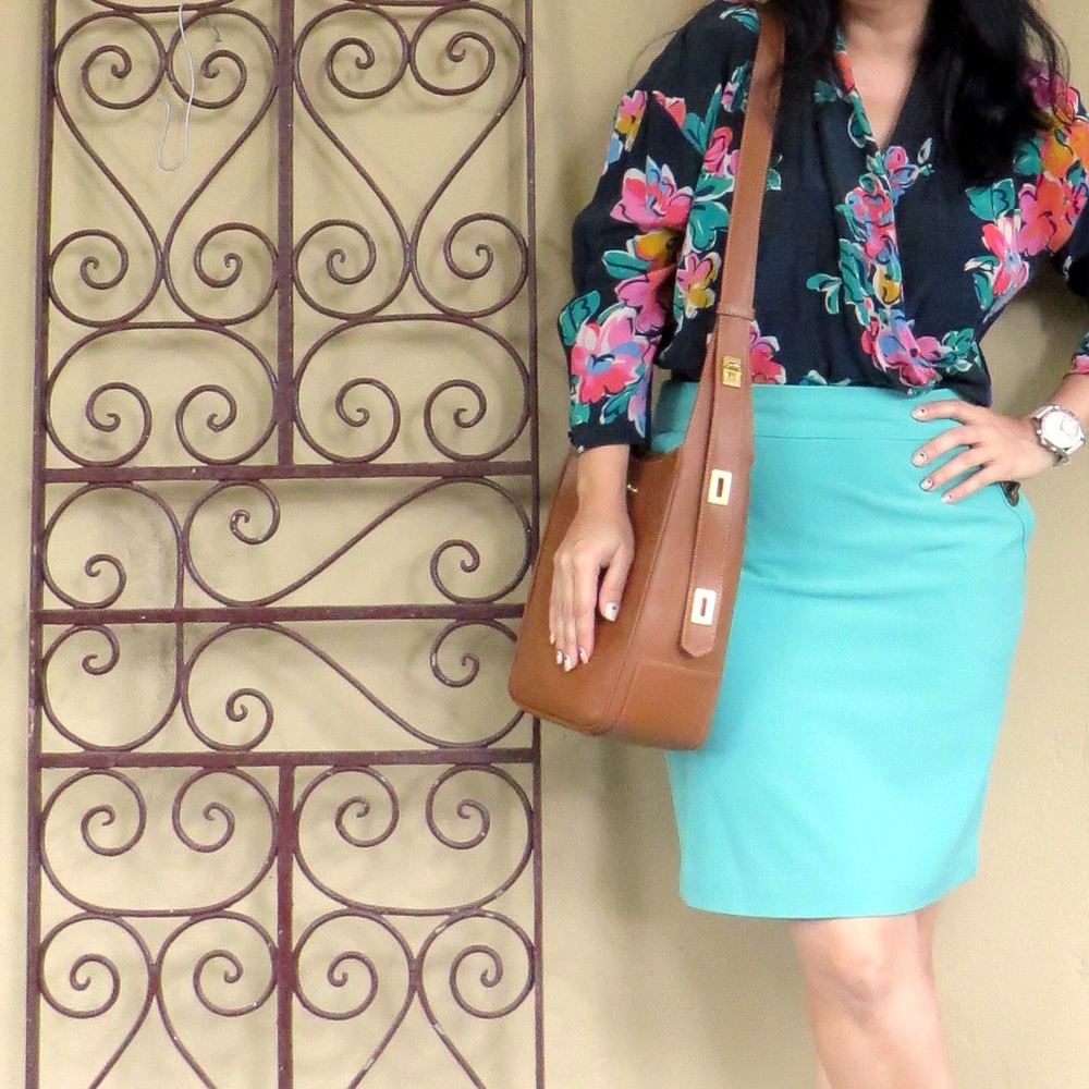 Worthington Turquoise Mint Pencil Skirt 14